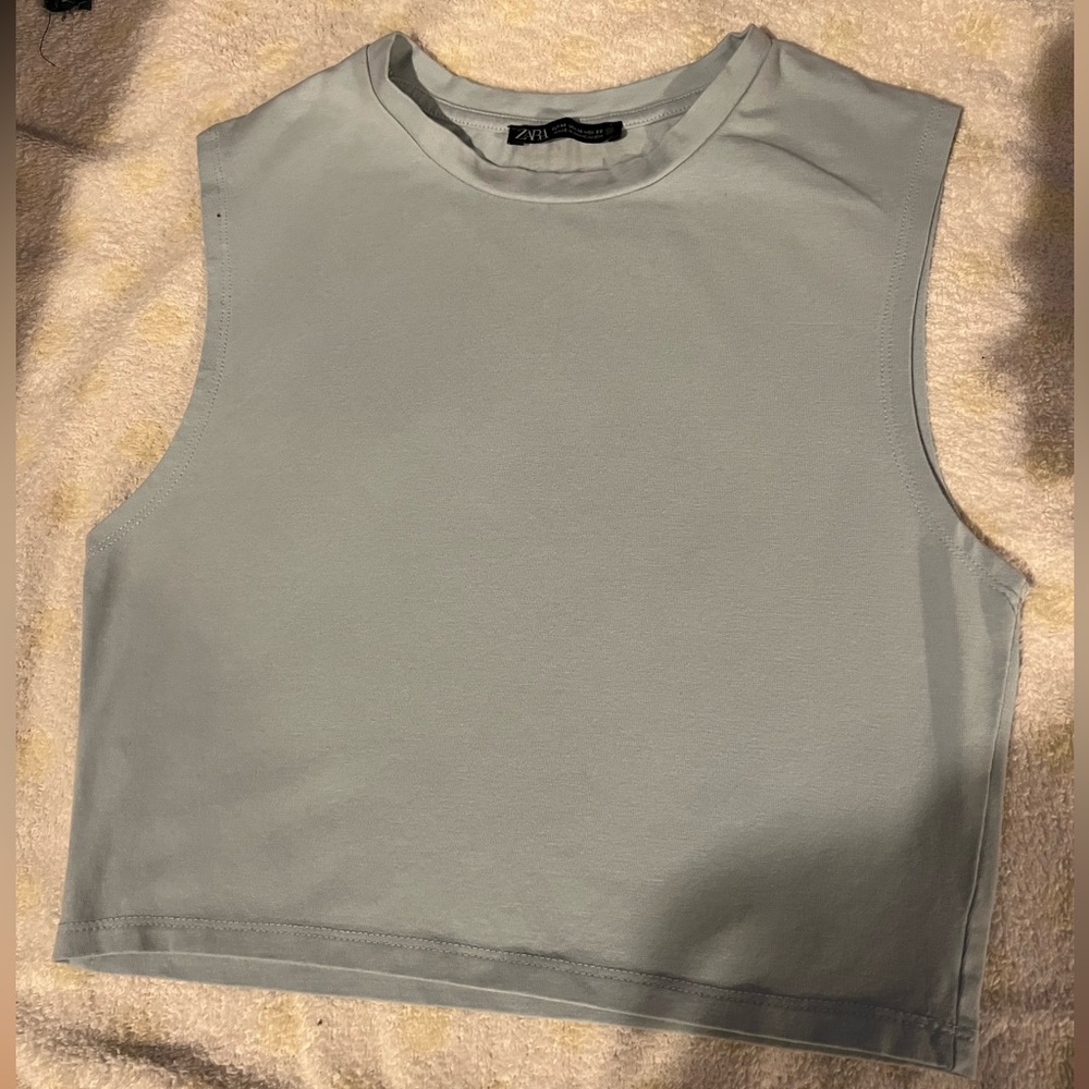 Zara light blue crop top